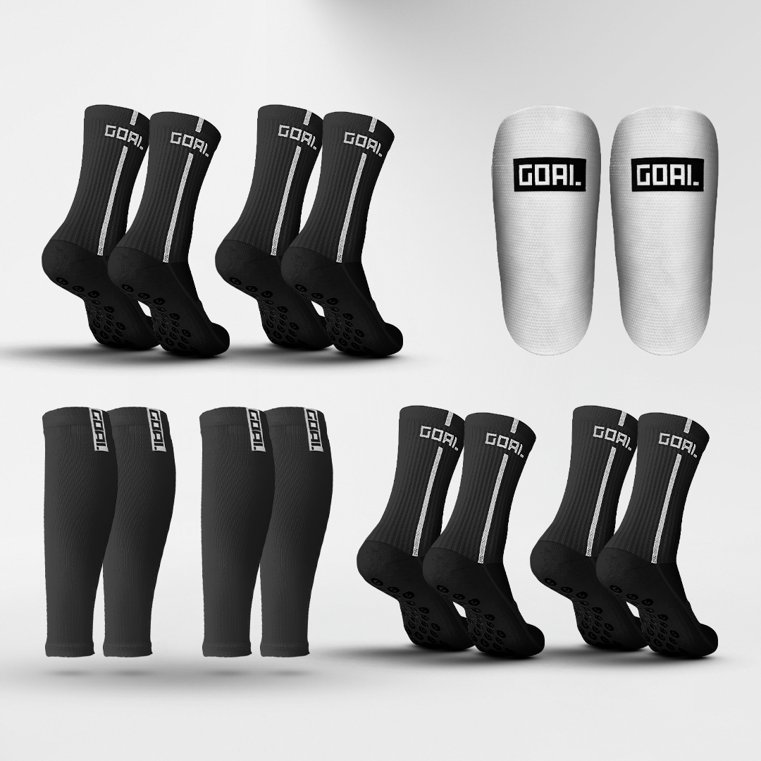 GRIP SOCKS X4 + MANGA PARA PANTORRILLAS X2 + ESPINILLERAS