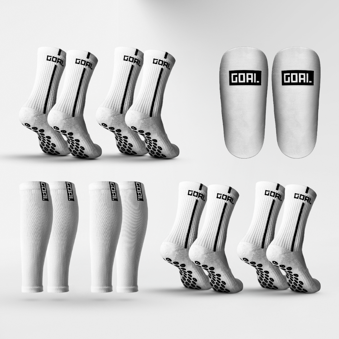 GRIP SOCKS X4 + MANGA PARA PANTORRILLAS X2 + ESPINILLERAS